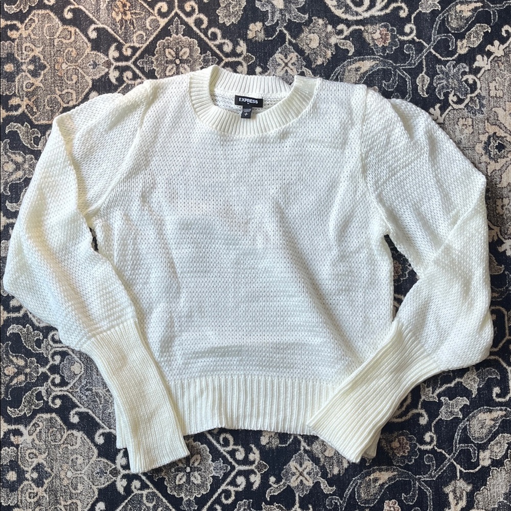 Express Cream Textured Women's Sweater